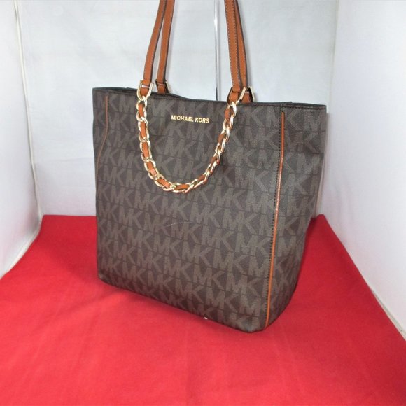 Michael Kors Harper Large N/S MK Signature Tote $298 Brown #013 - Picture 4 of 13